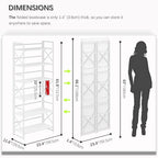 4NM 6 Tiers No Assembly Book Shelves, 61.8" H Folding Bookshelf Bookcase Open - Image 2