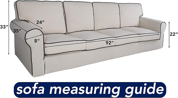 PureFit Stretch Couch Covers for Sofa 4 Seater Slipcovers Tan | 1-Piece Sofa - Image 6