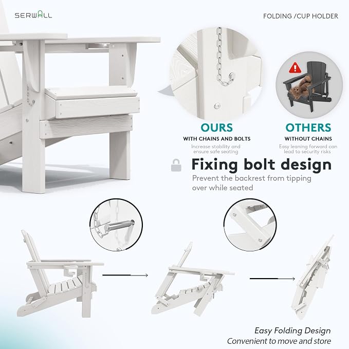 SERWALL Adirondack Chair with Cup Holders - Image 4