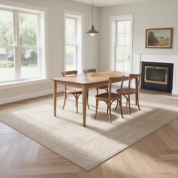 8x10 Washable Area Rugs for Living Room, Dining Room- Beige Brown | Ultra Soft - Image 7