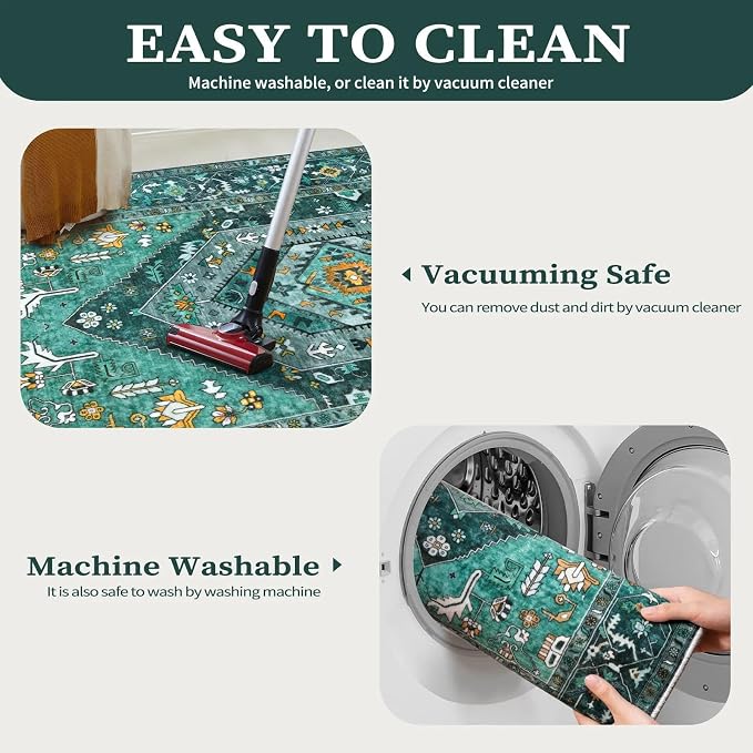 SERISSA 4x6 Washable Non Slip Boho Area Rug - Image 2