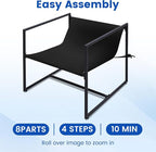 Kromax Sling Accent Chair, Cozy Living Room Chairs, Square Metal Frame - Image 6