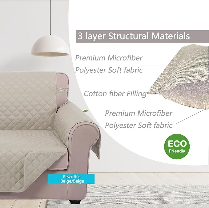 U-NICE HOME Reversible Recliner Chair Covers, Pet Friendly, Elastic Straps - Image 4