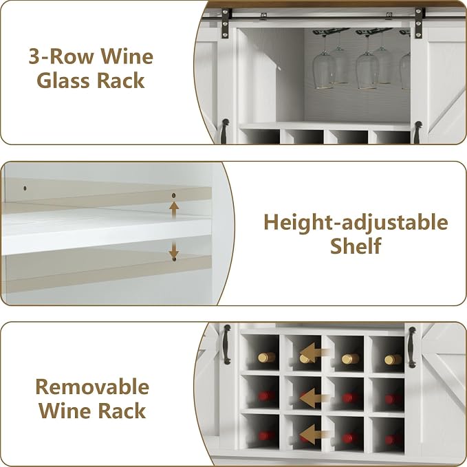 55 Inch Farmhouse Coffee Bar Cabinet - Image 8