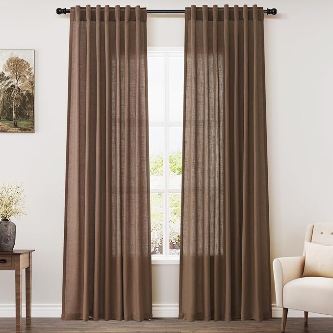 Caramel Brown Curtains 80 Inches Long 2 Panels Set by Nanspring