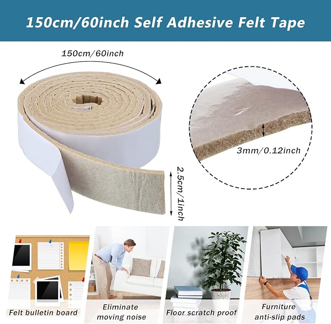 Shappy 2 Packs 120 x 1 x 0.12 Inch Felt Strips - Image 3