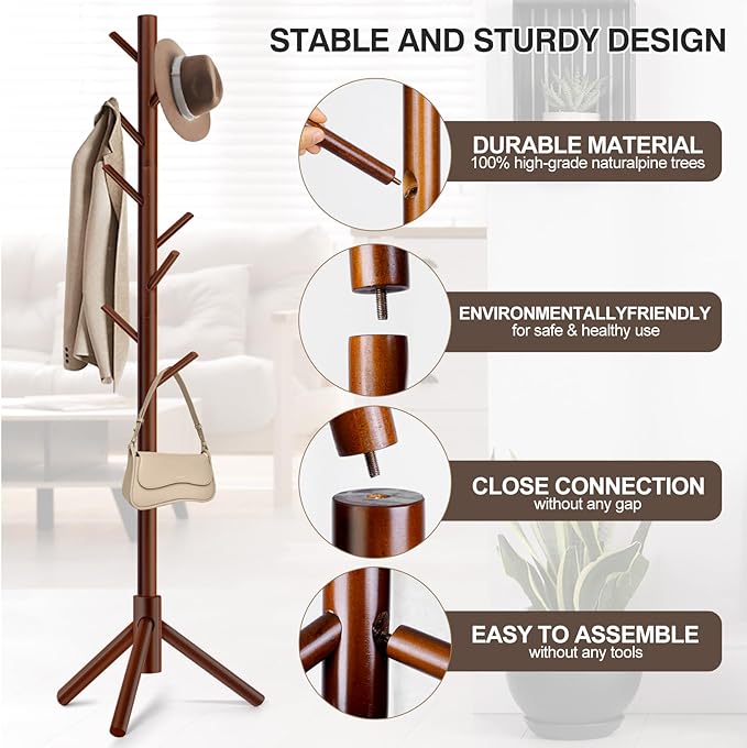 WANGMUXIA 2 PCS Coat Rack, Freestanding Coat Rack - Image 5