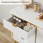 47.2" Buffet Storage Cabinet, Modern Fluted Coffee Bar Station - Image 6