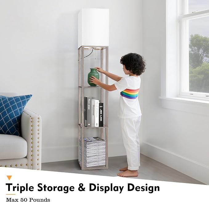 RUNTOP Floor Lamp with Shelves, Shelf Lamp with 3 Color Temperature LED Bulb - Image 3
