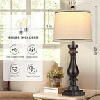 Cinkeda 29" Tall Table Lamp for Living Room Set of 2, Farmhouse Vintage Bedside - Image 3