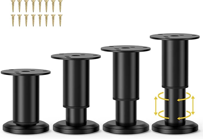 Wlrrcwdttc 4 Pcs Metal Adjustable Furniture Legs 3.15-4.72 inch, Adjustable by Wlrrcwdttc