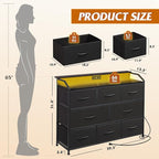 WLIVE Led Dresser for Bedroom, Wide Chest of Drawers for Hallway, 8 Fabric - Image 3