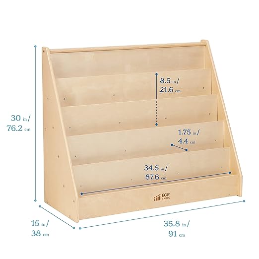ECR4Kids Single-Sided Book Storage and Display, Montessori Furniture - Image 3
