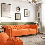Mid-Century 3 Seater Sofa, Velvet Couch - Image 7