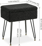Vanity Stool Chair, Faux Teddy Fur Ottoman Foot Stool - Image 2