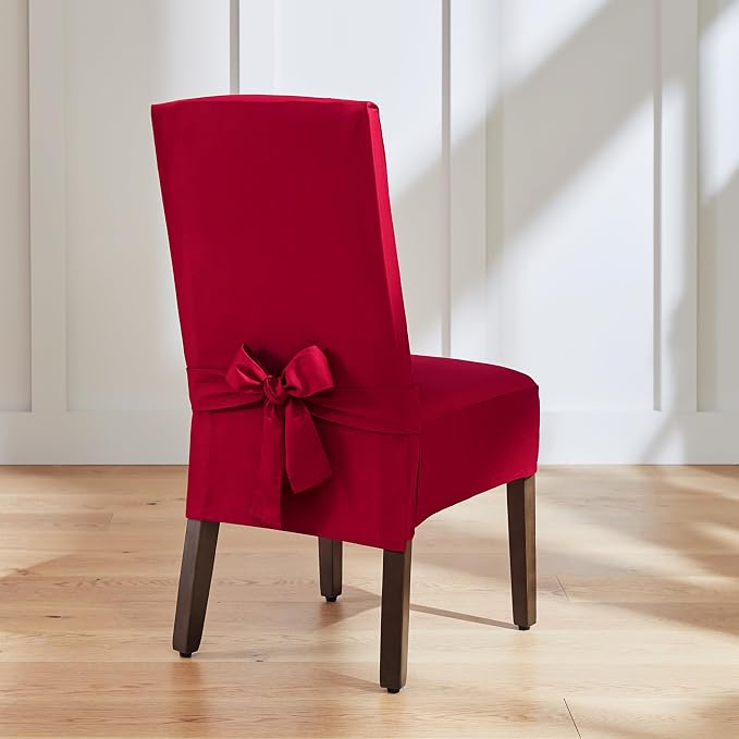 SureFit Cotton Duck Canvas Short Dining Room Chair Covers, Dining Chair Cover - Image 3