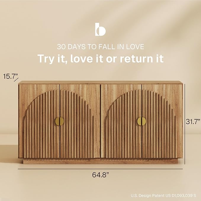 BELLEZE Set of 2 Fluted Buffet Cabinet - Image 2