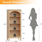 Arched Bookshelf with 4 Tier Open Shelves, Study and Living Room, Natural Oak - Image 2
