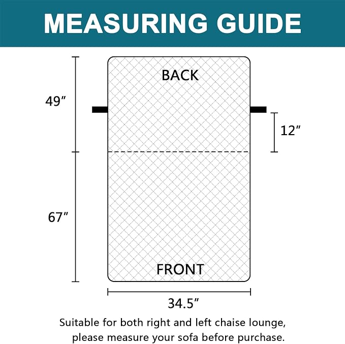 Turquoize 100% Waterproof Sofa Covers Chaise Lounge L Shape Sofa Protector - Image 6