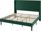 Allewie King Size Bed Frame/Velvet Upholstered Platform Bed/Vertical Channel - Image 9