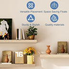 Floating Shelves, Oak Wooden Set of 3 Wall Mounted Bathroom Shelves Over Toilet - Image 6