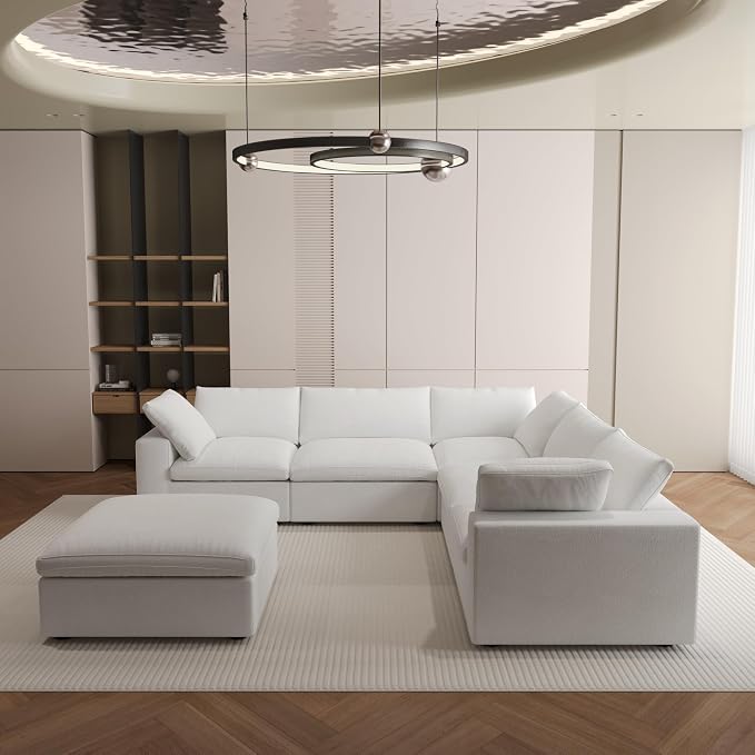 JACH V Shape Cloud Couches for Living Room, Modular Convertible Sectional Sofa - Image 3