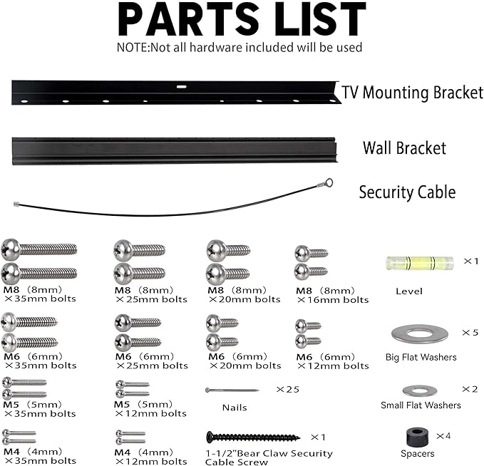 No Stud TV Wall Mount, Drywall Studless TV Hanger No Damage, No Drill, Non - Image 6