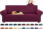Stretch Couch Covers for Sofa, 3 Cushion Couch Slipcover, Wine | 1-Piece by KEKUOU