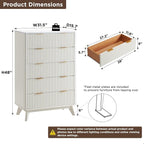 T4TREAM Fluted 5 Drawers Dresser, Curved Profile Design, Wood Drawer Organizer - Image 2