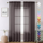 Sheer Curtains 90 Inch Long 2 Panels, Chocolate Light Filtering Living Room by Lecloud