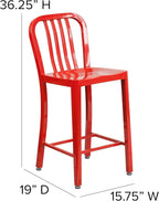 Flash Furniture Commercial Grade 24" High Red Metal Indoor-Outdoor Counter - Image 3