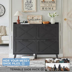 Barnyatoh Shoe Storage Cabinet, Farmhouse Shoe Organizer - Image 3