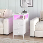 sthmec End Table with Charging Station, LED Side Tables with USB Ports and - Image 2