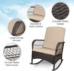 LEVELEVE 3 pcs Rocking Bistro Set Conversation Chairs PE Wicker Outdoor Rocking - Image 2
