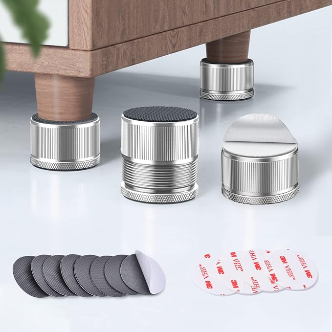 Furniture Risers 1 inch Adjustable, 4 Pack 0.9"-1.7" Metal Table Leg Risers by xuenair