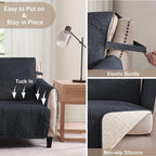 Blue Quilted Recliner Covers, Water-Repellent Recliner Slipcovers, Lazy Boy - Image 5