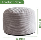HIGOGOGO Round Stuffed Pouf Ottoman, Corduroy Poufs - Image 2