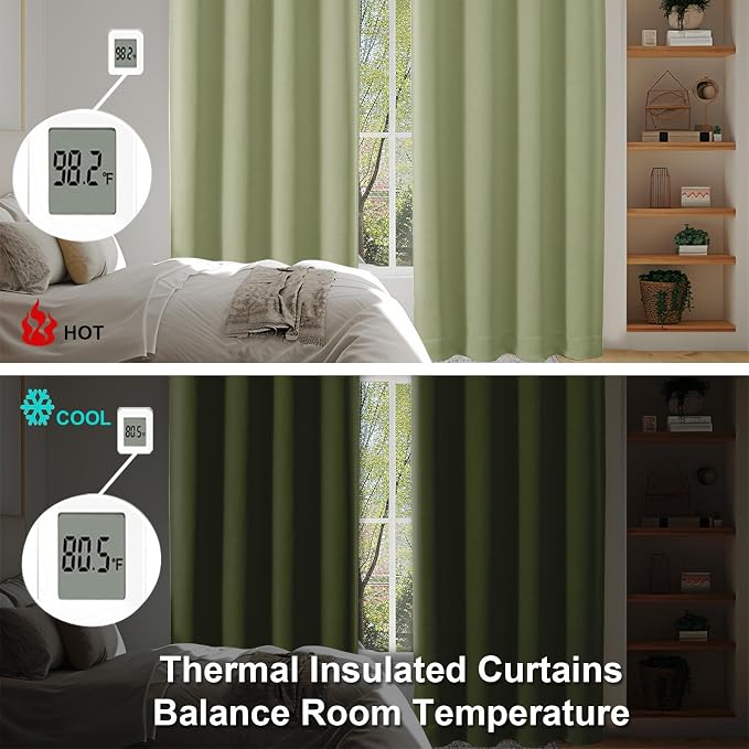 Simplebrand Ava Sage Green Extra Long 10ft Room Daekening Curtains - Image 6