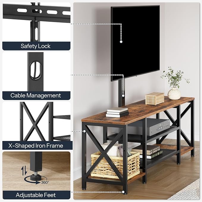 HOOBRO TV Stand with Mount and Power Outlet, LED Entertainment Center with - Image 4