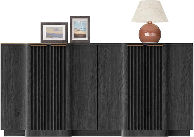 Brafab Buffet Cabinet, Wood Fluted Credenza - Image 8