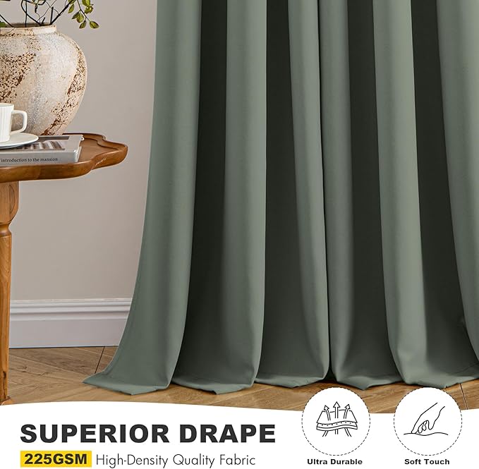 MIULEE Blackout Curtains for Bedroom 2 Panel 40 x 63 Inch Long Dark Mallard | - Image 5
