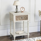 HOMPUS End Table Set of 2 with Drawer and Shelf, Vintage Nightstand Set 2 w - Image 9