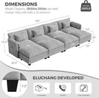 ELUCHANG Oversized 153" Modular Sectional Sofa, Comfy Deep Seat Cloud Couch - Image 2