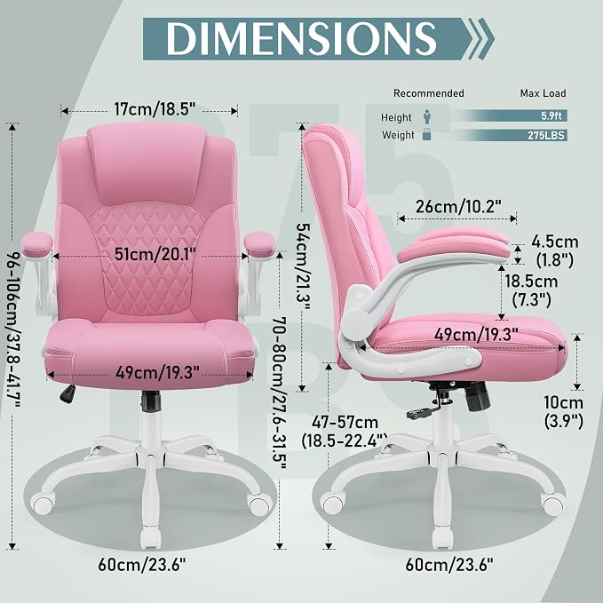 Leather Office Chair, PU Home Computer Desk Chairs - Image 3