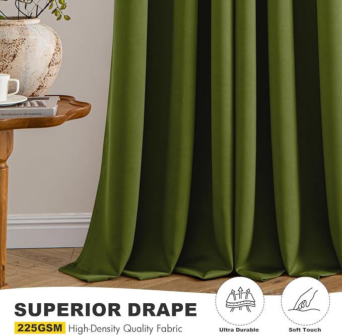 MIULEE Blackout Curtains for Bedroom 2 Panel 40"x36" Long Light Olive Green | - Image 6