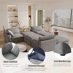 Cloud Modular Sectional Sofa Couch, 120.45" U Shaped Convertible Couches - Image 6
