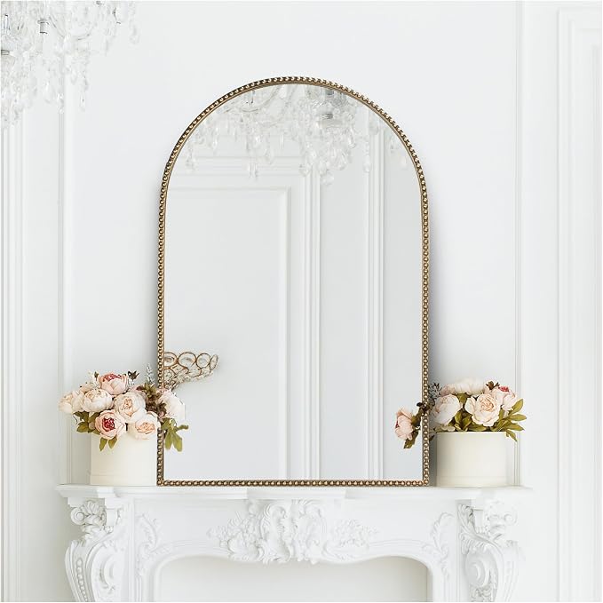 Antique Gold 24"x36" Arched Wall Mirror - Image 5