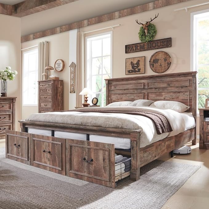Aitjunz Farmhouse King Size Bed Frame by AITJUNZ