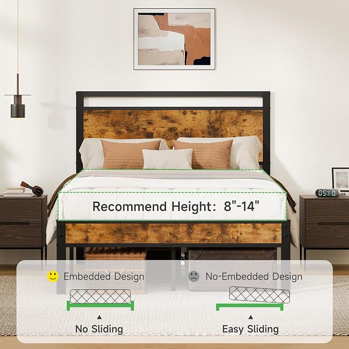 Z-hom Upgraded Full Size Bed Frame, Heavy Duty Metal Sturdy Full Bed Frame - Image 9