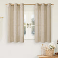 54 Inch Brown Linen Curtains for Small Windows 2 Panels Set, Light Filtering by LAMIT